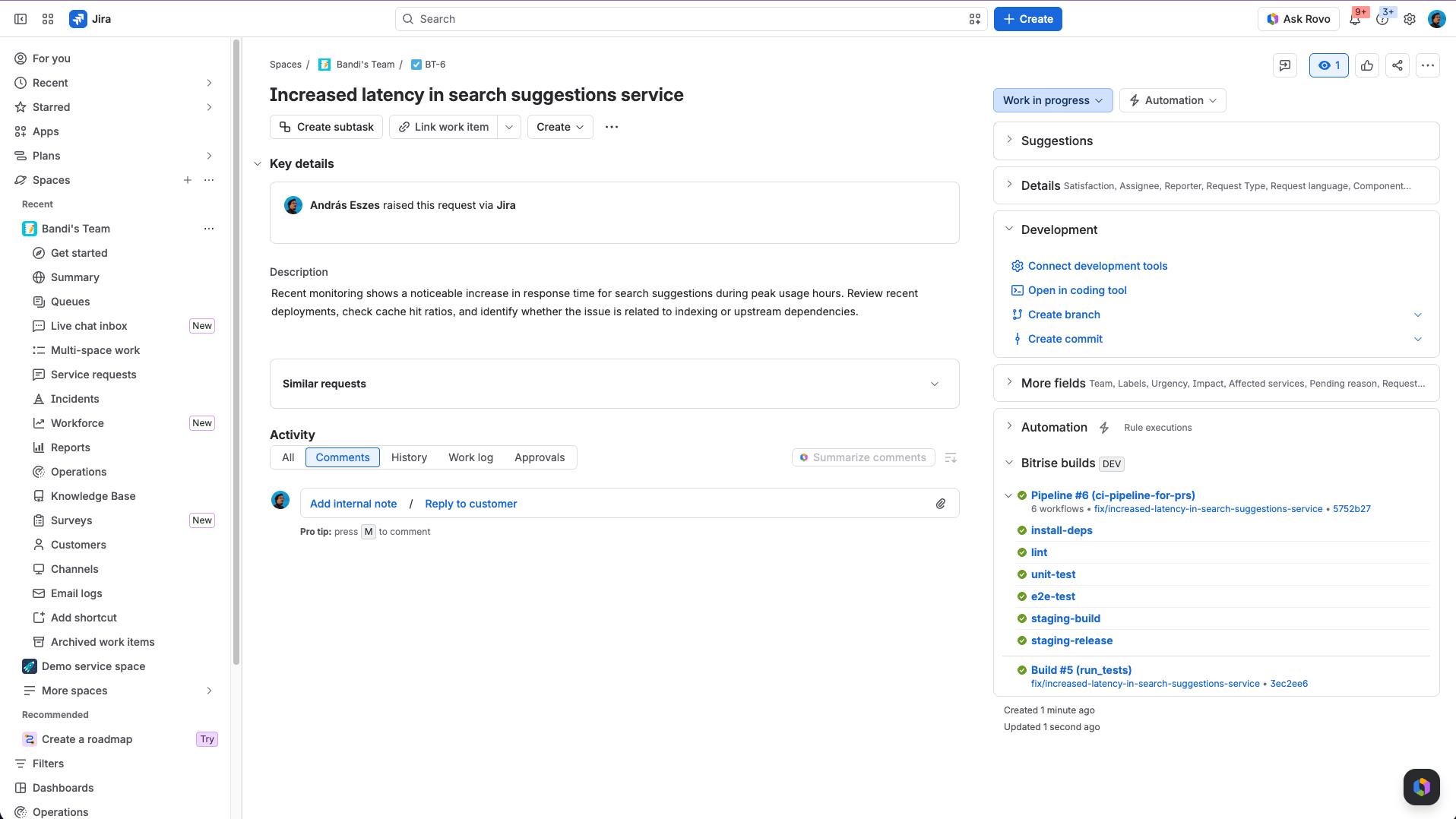 a dedicated Bitrise-Jira integration