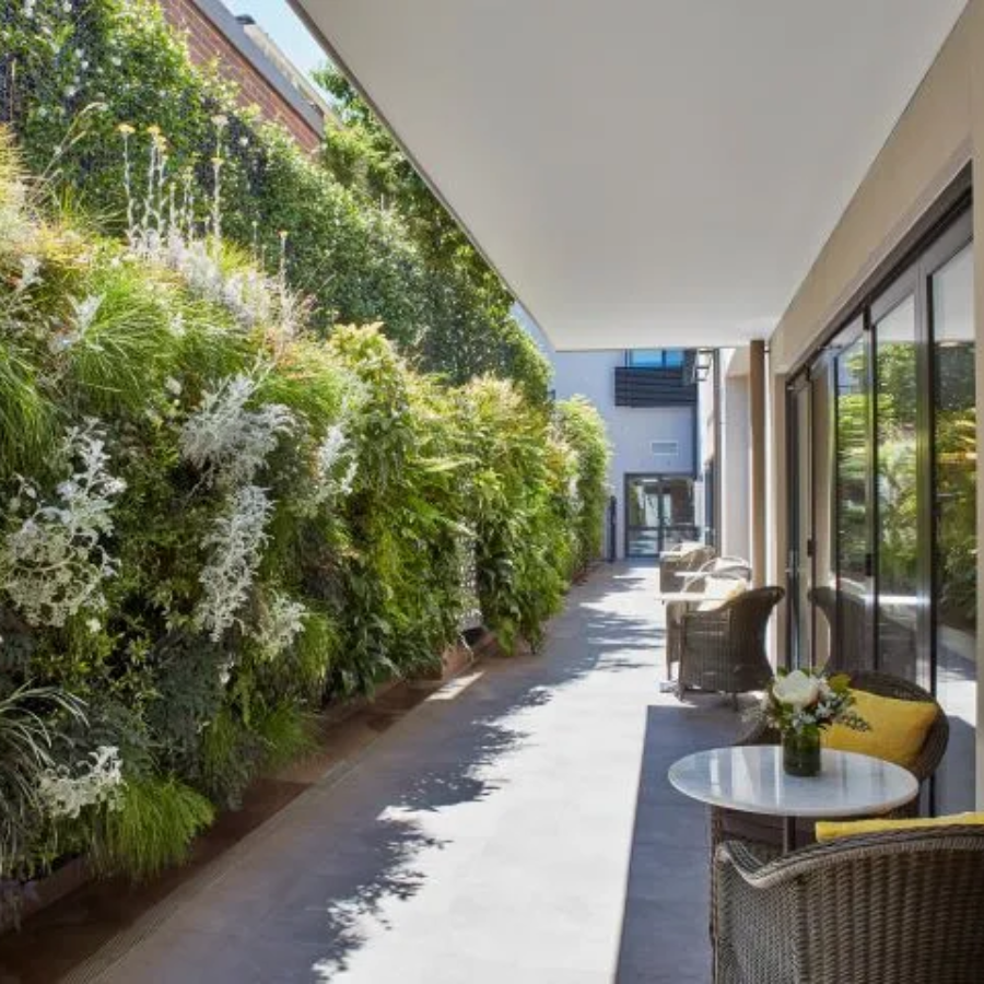 A peaceful garden walkway offering safe outdoor enjoyment for residents in aged care in Black Rock.