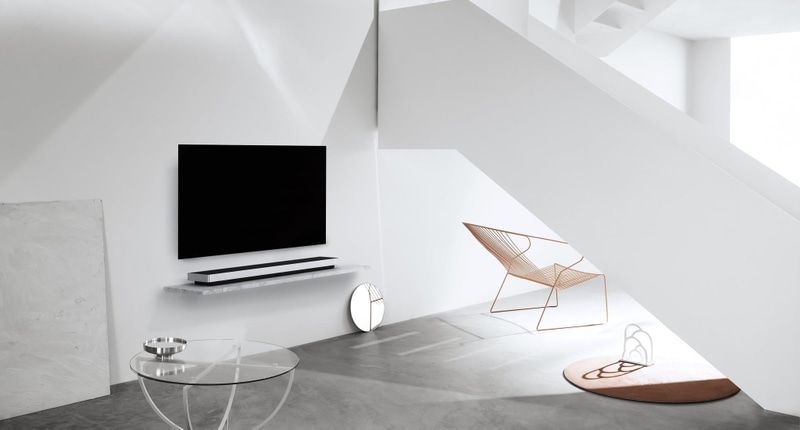 A TV in a bright room