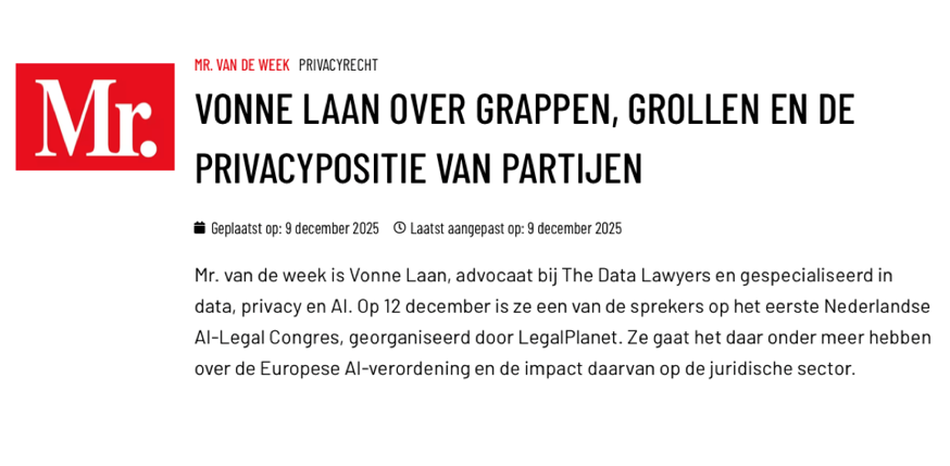Mr. Online interviews Vonne Laan on the AI Act, privacy roles and legal innovation