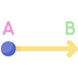 an "a to b over an arrow" icon