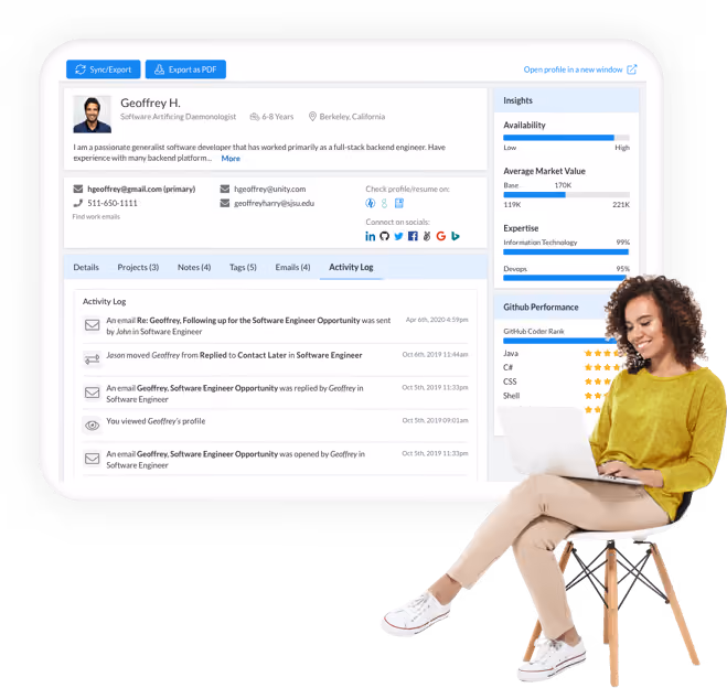 hireEZ's Ai Recruiting Software dashboard screenshot