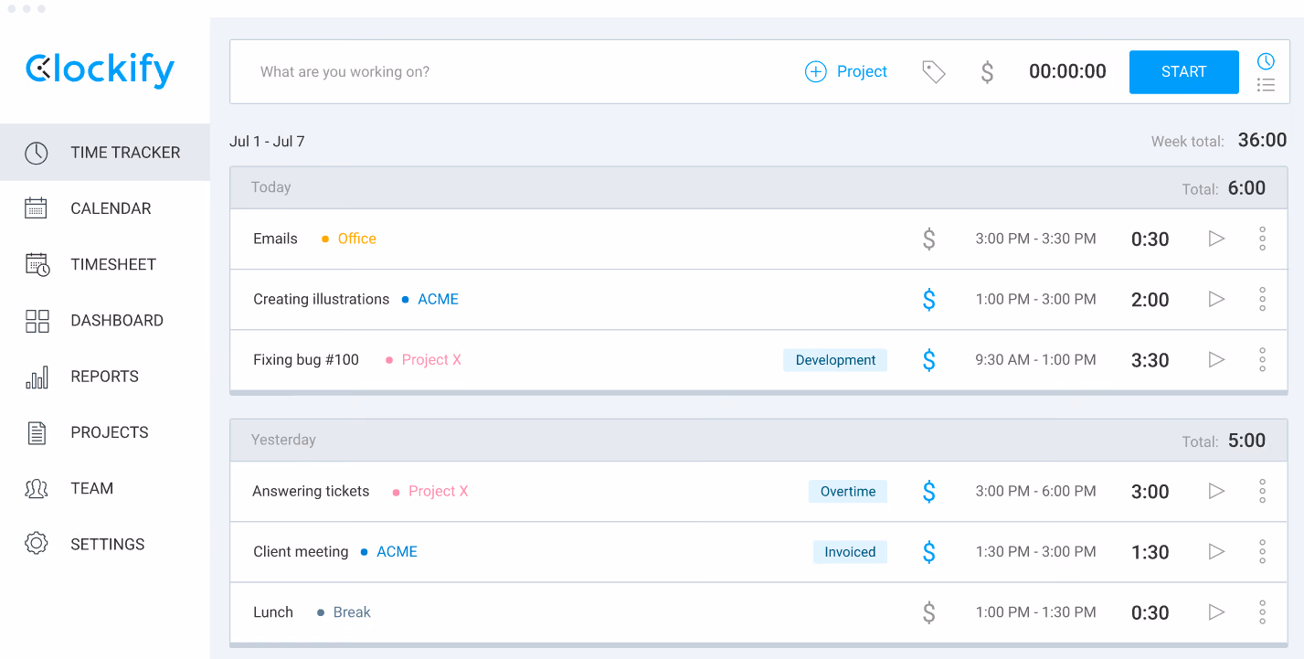 Our reviewer took screenshot of Clockify Time and Attendance System during the demo