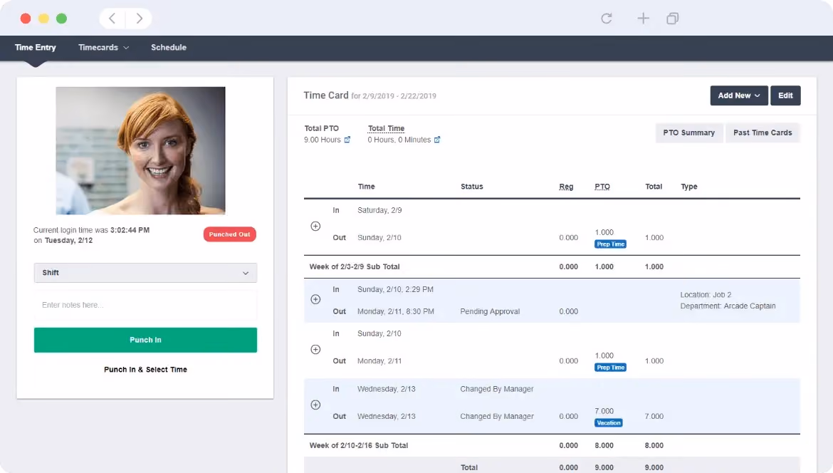 BuddyPunch dashboard screenshot - one of the best Time and Attendance Software