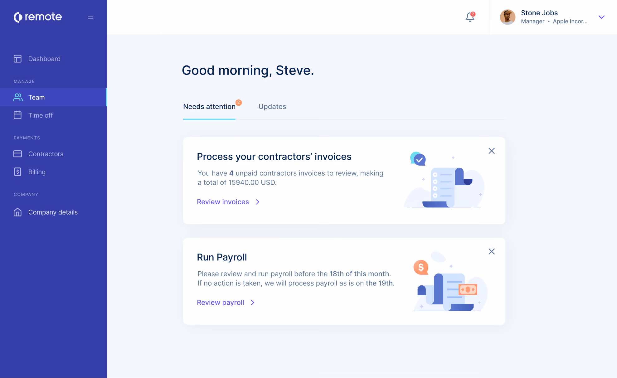Remote's Payroll Service Dashboard