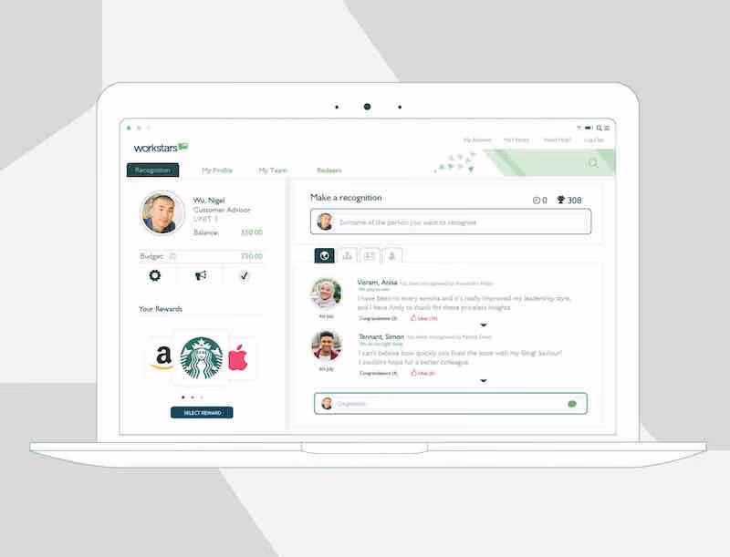 Workstars employee rewards platform UI