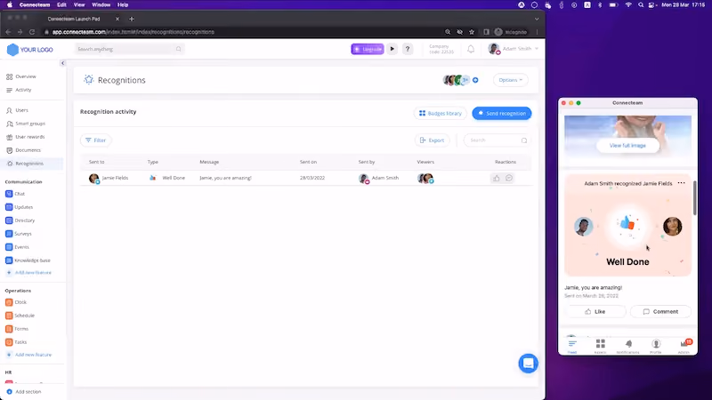 Our reviewer took screenshot of Connecteam HR Software for Small Business during the demo 