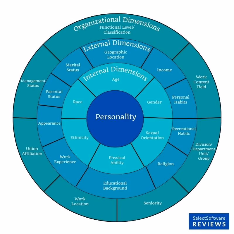 Pie chart of the types and layers of diversity