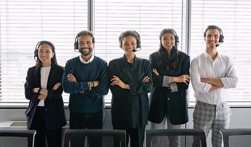 Team of IT help desk employees.
