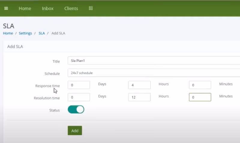 SLA Management in Vision Helpdesk
