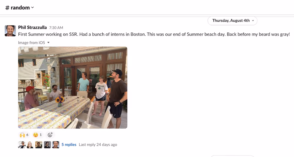 SSR uses the Informal Communication Platform Slack for team communication and engagement