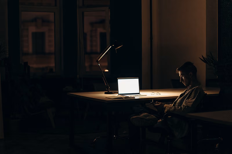 Man working late at an office