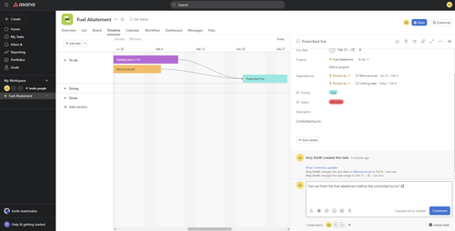Asana collaboration app dashboard