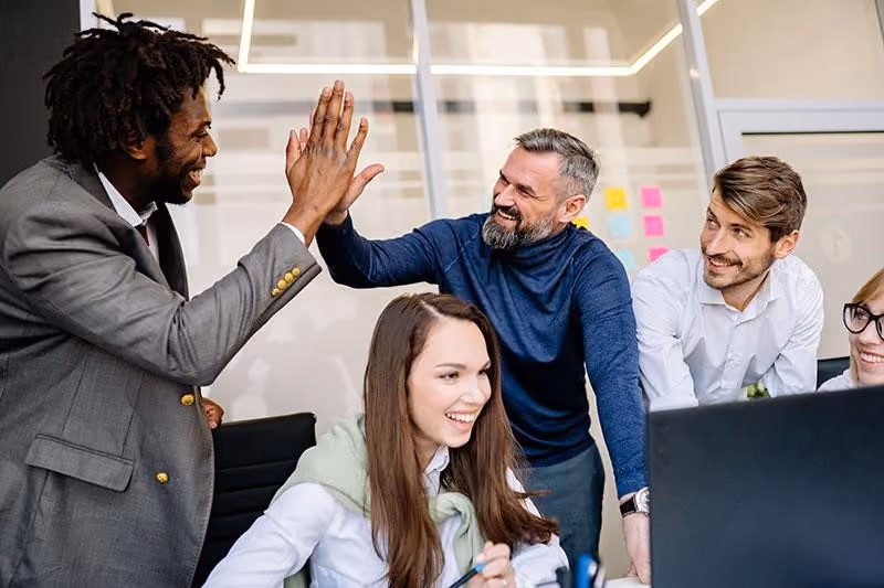 An employee congratulating their manager on a job well done.