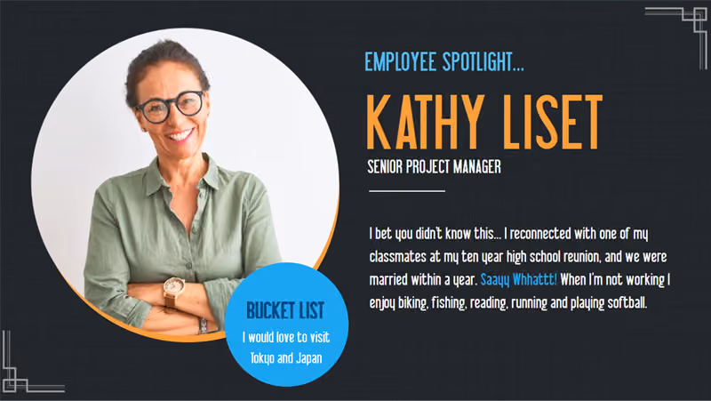 Example of an employee spotlight post for social media.