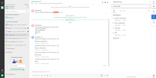 Flock team collaboration software dashboard