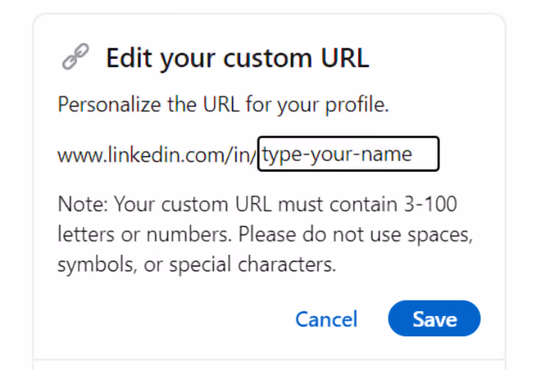 Linkedin custom URL update