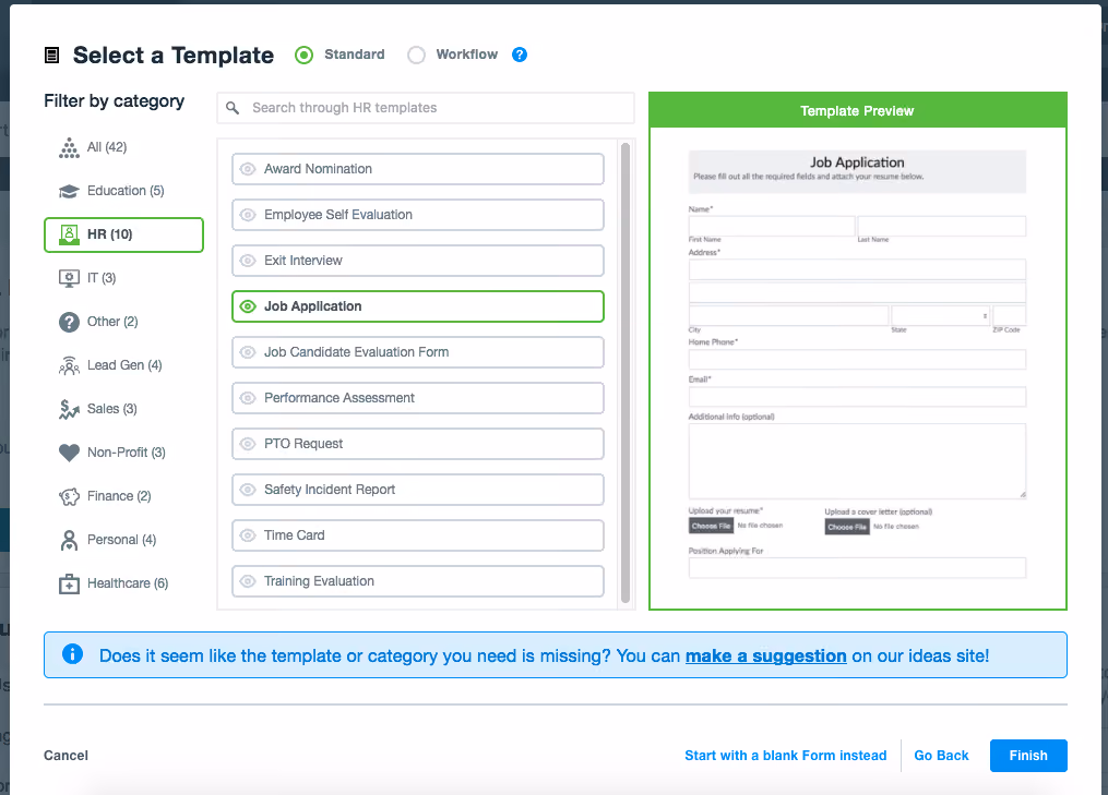 Interface for creating a job application journey