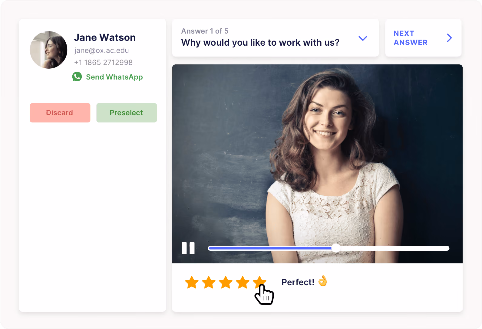 One-way video interview tool native to an ATS.