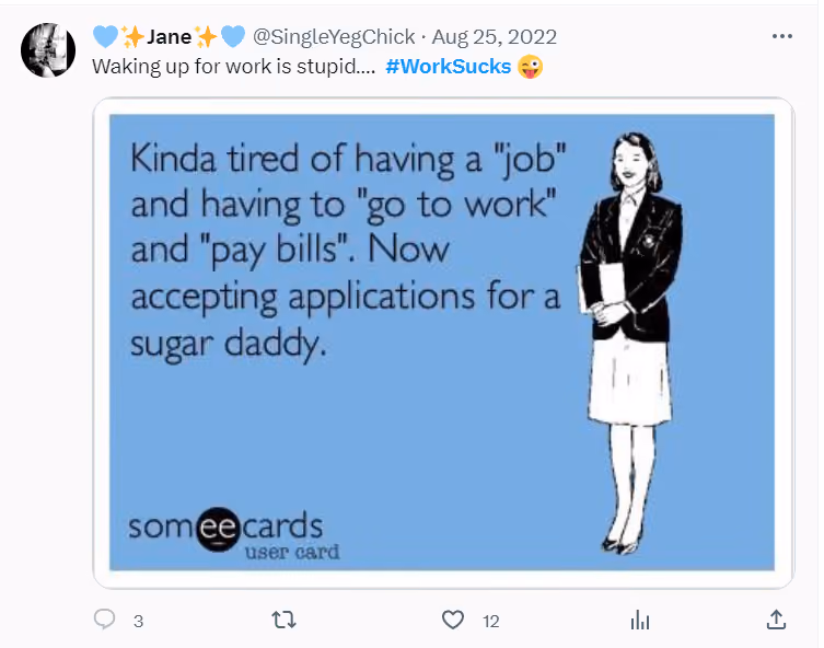 A complaint about work on social media.