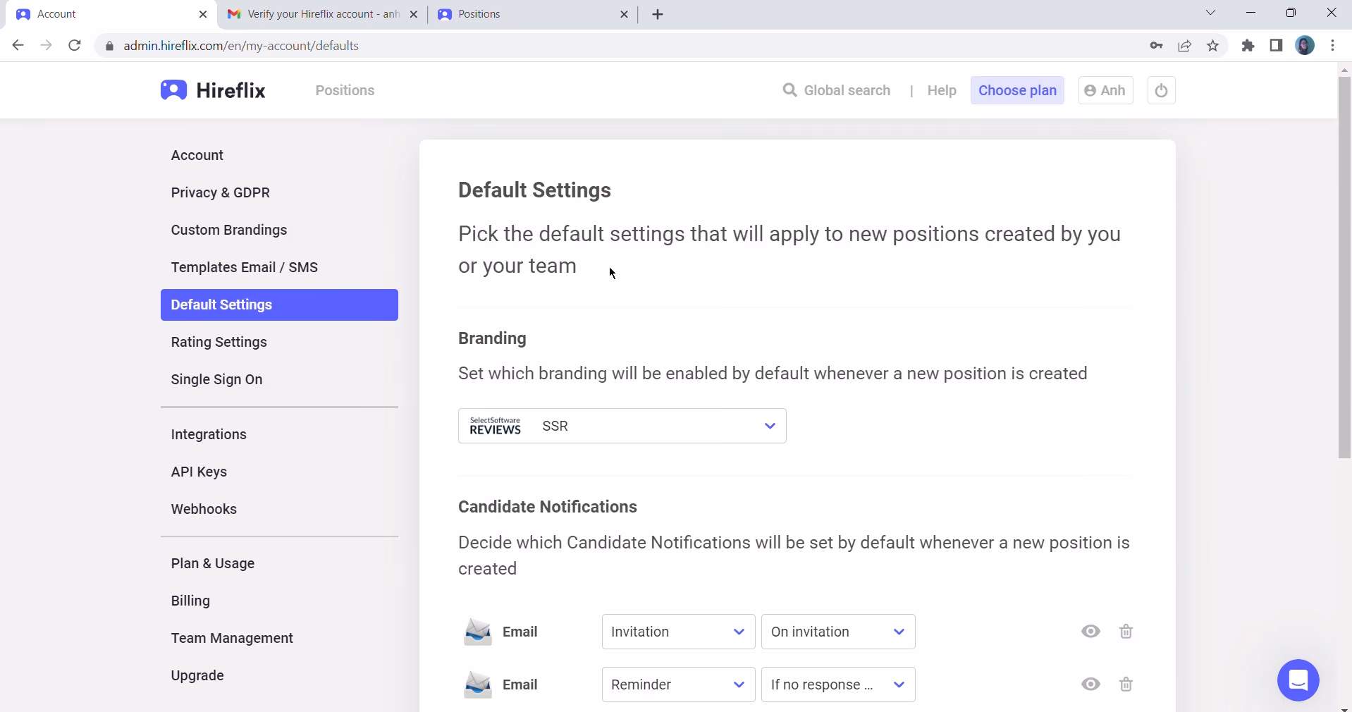 Hireflix dashboard screenshot - one of the best video interview platform