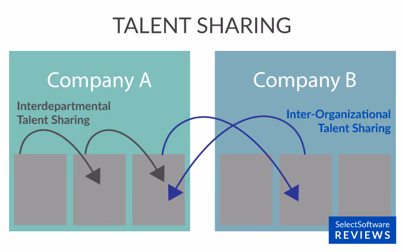 A graphic depicting interdepartmental and inter-organizational talent sharing.