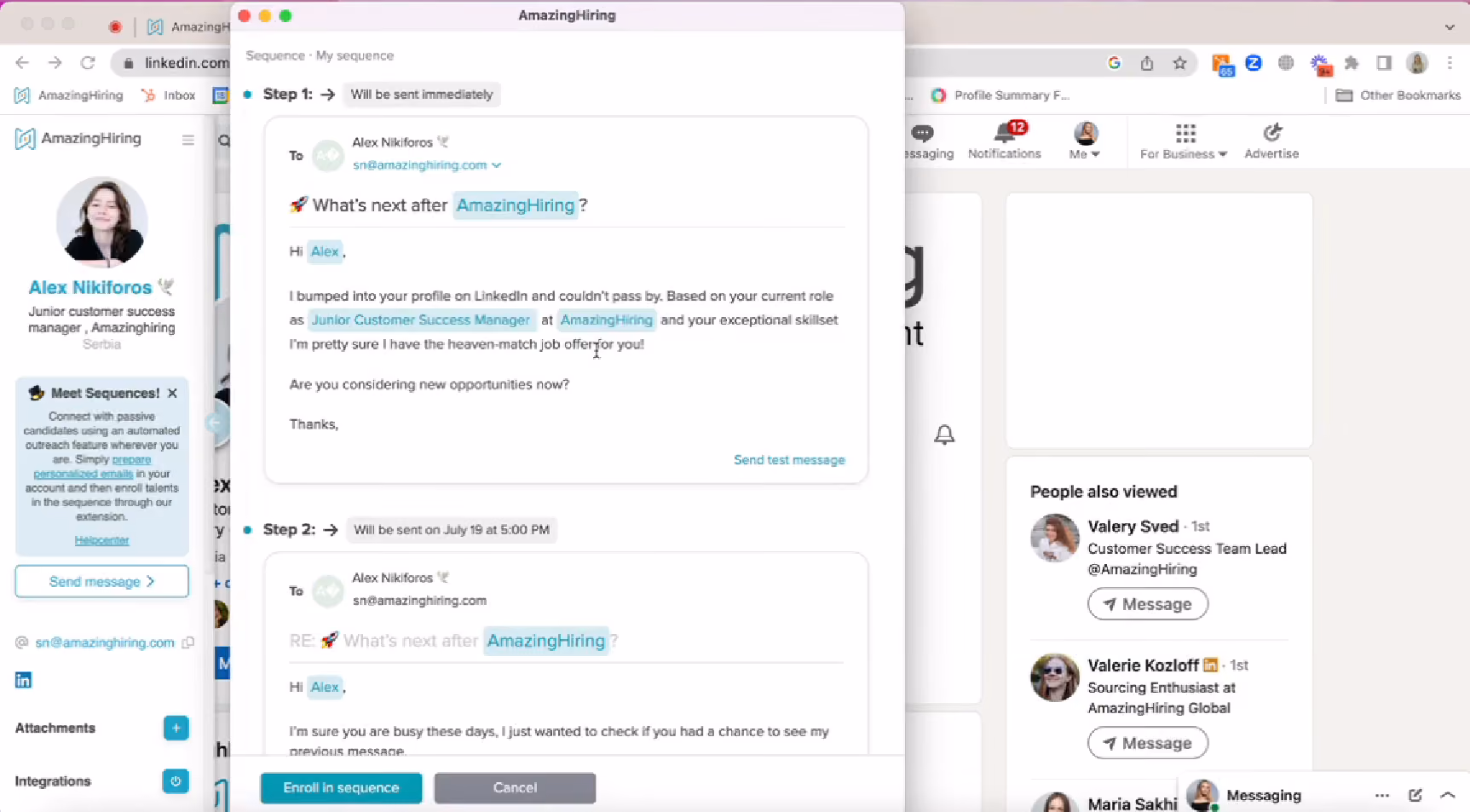 AmazingHiring candidate sourcing tool screenshot