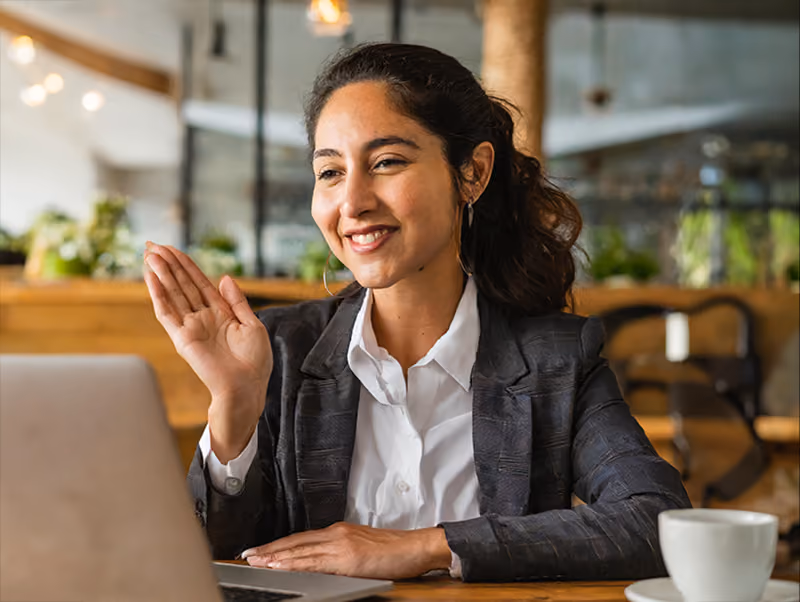 An HR professional completing a one-way video interview.