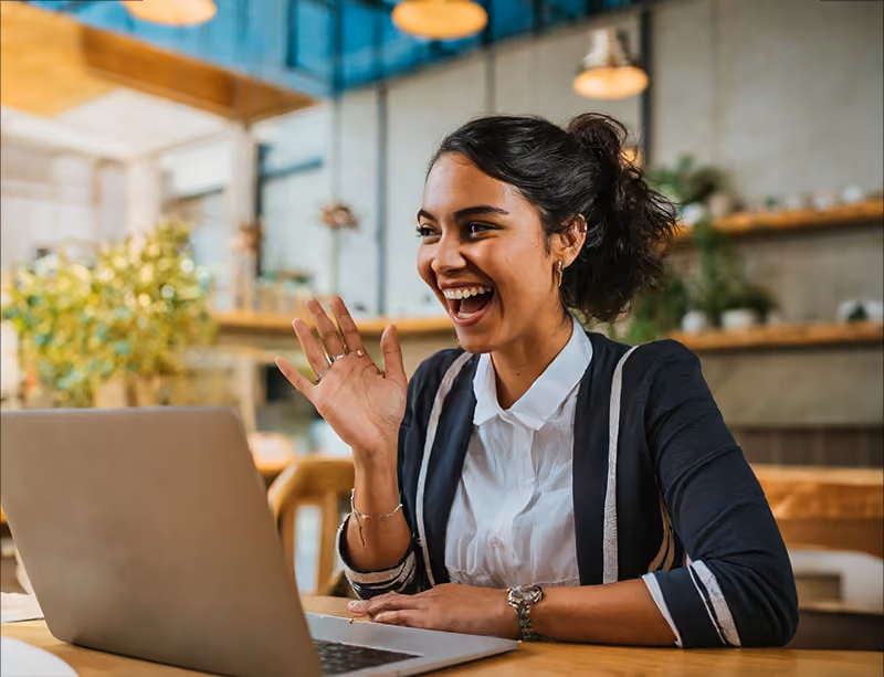 An HR professional talks candidly about what motivates her during a prerecorded job interview.