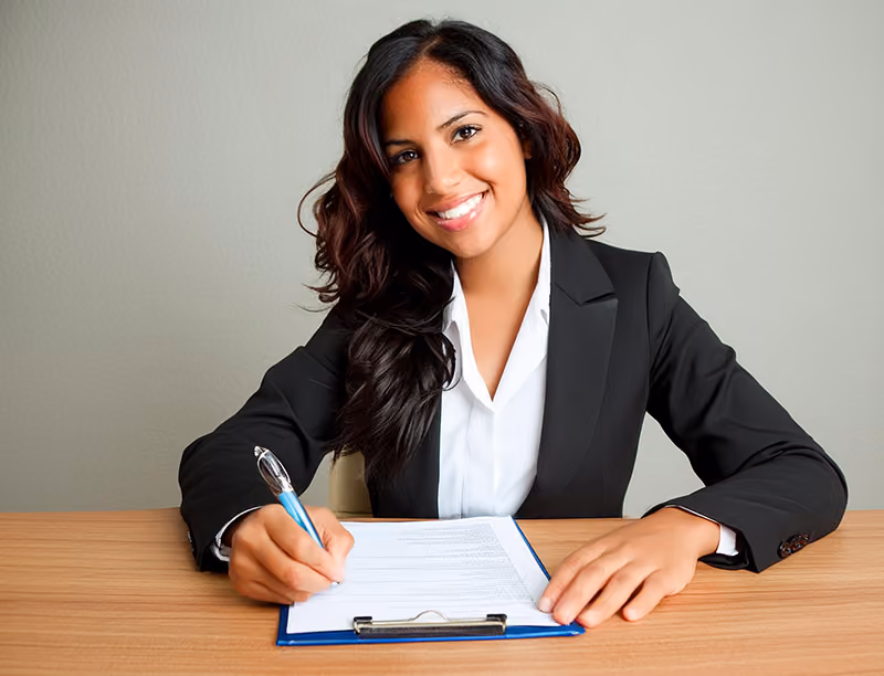 An HR professional preparing a draft of her HR resume.