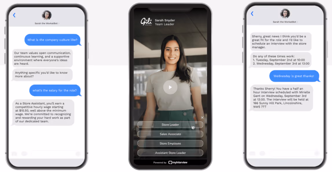 myInterview hr chatbot screenshot