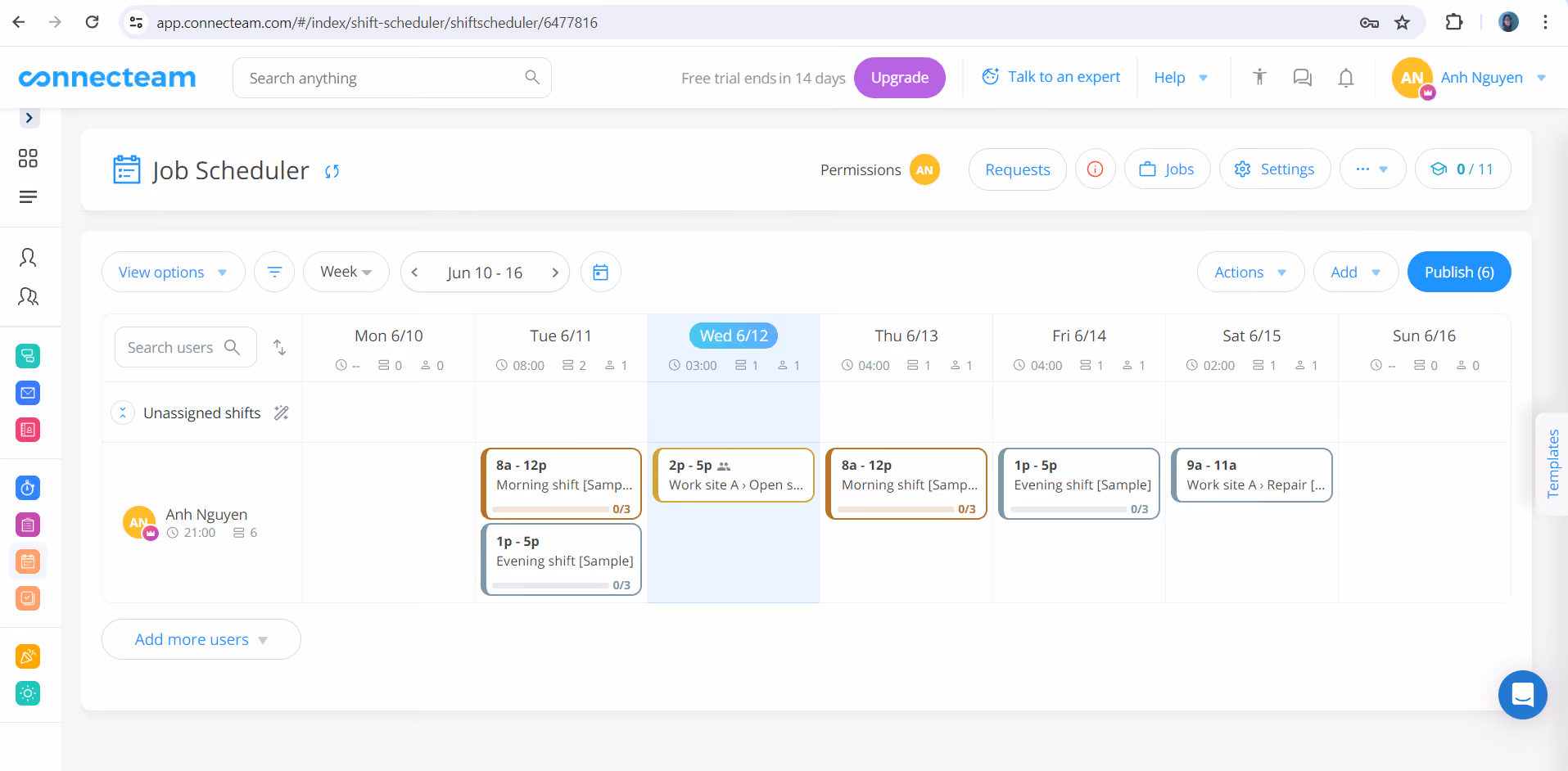 Connecteam-restaurant-scheduling-software-screenshot