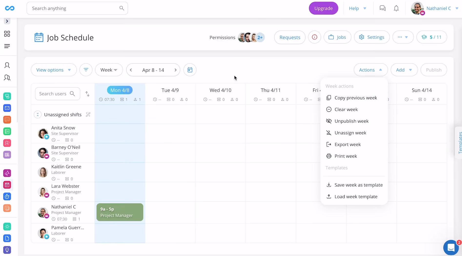 Connecteam employee scheduling software screenshot