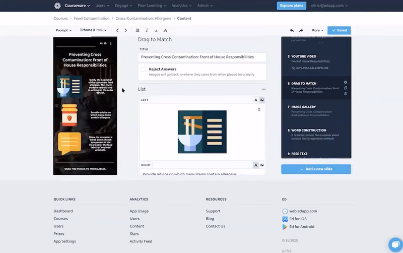 Course creator in EdApp platform