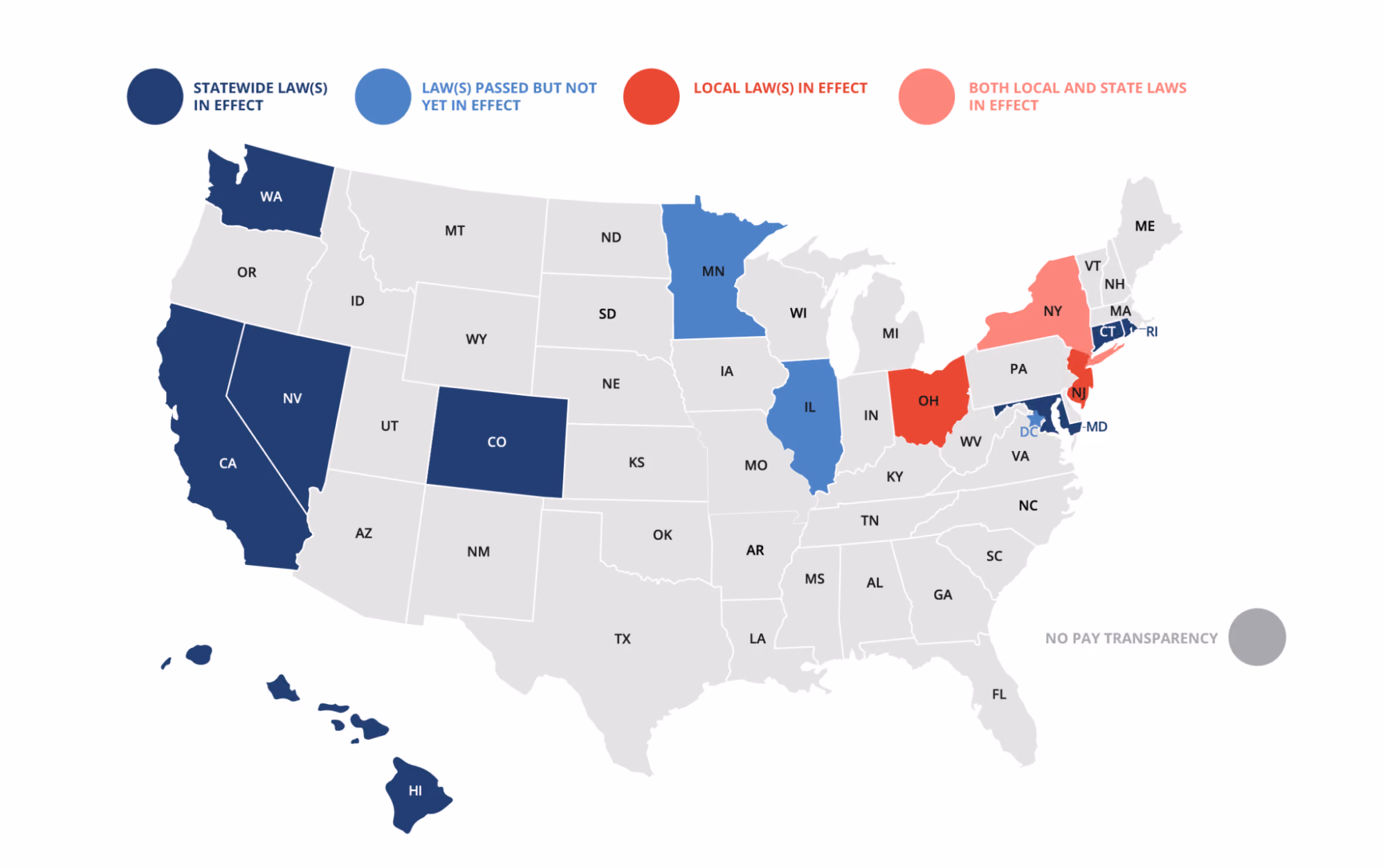 States with enacted pay transparency laws