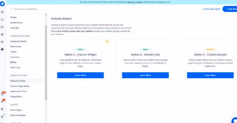GoHire platform dashboard