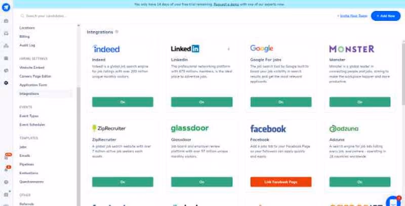 Catalogue of GoHire's integrations