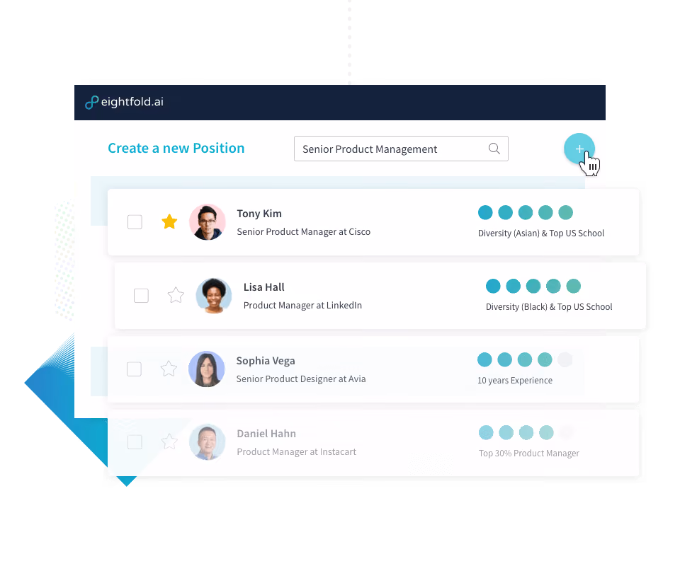 Recruitment tool Eightfold dashboard screenshot