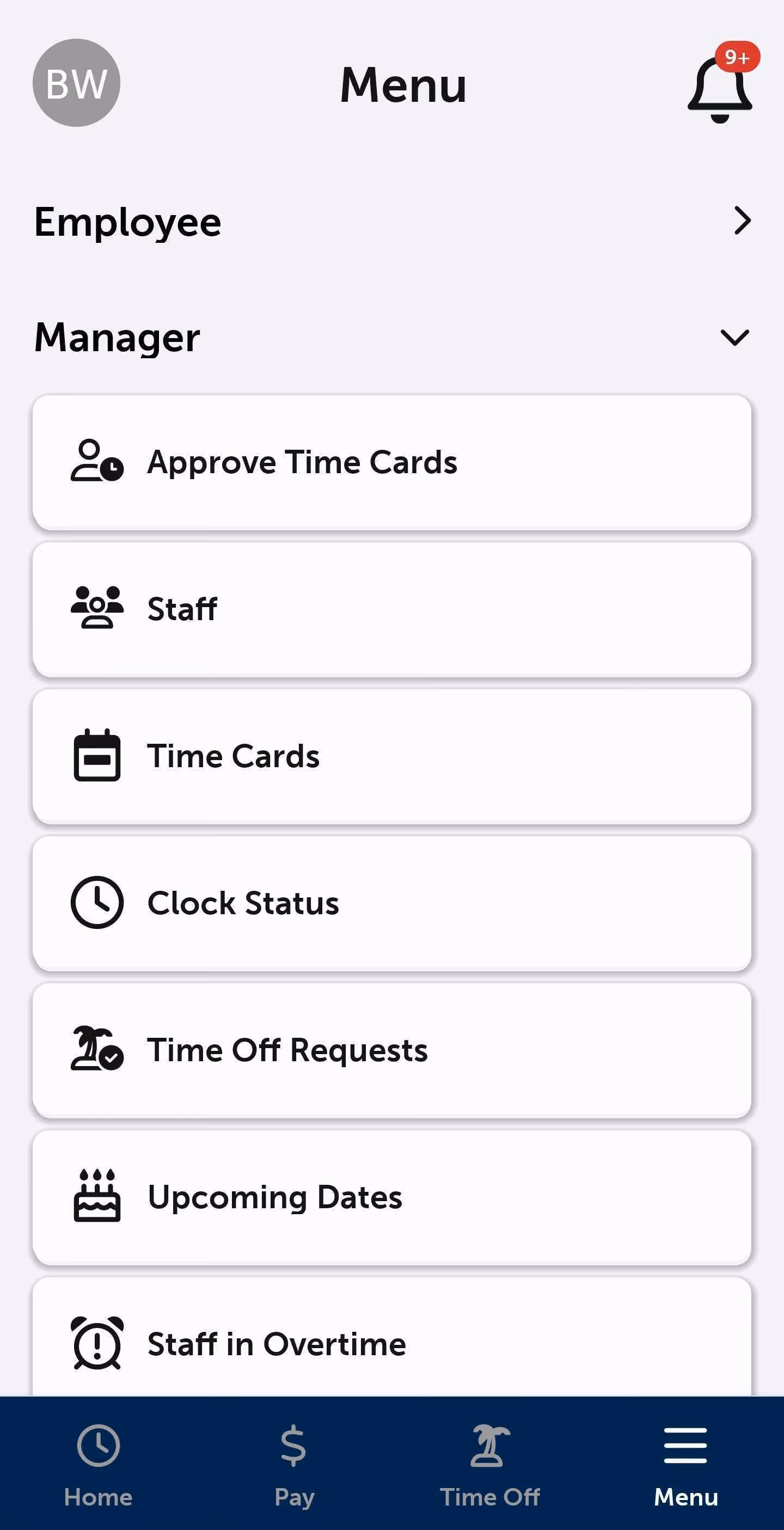 APS healthcare HR software mobile app interface.