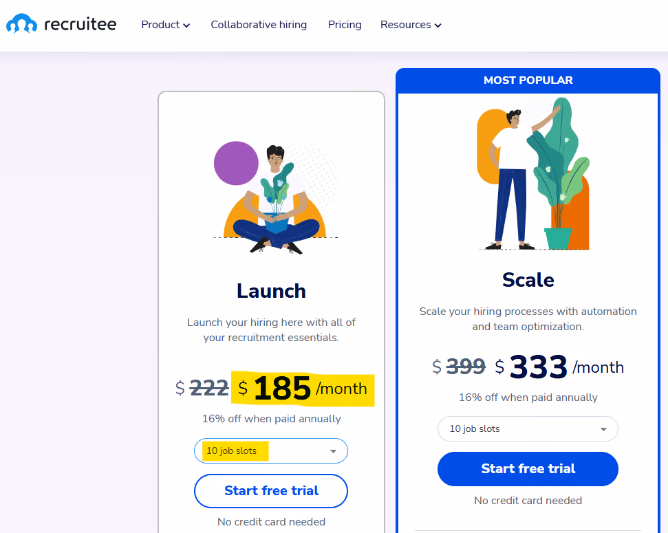 Recruitee 2022 pricing plan
