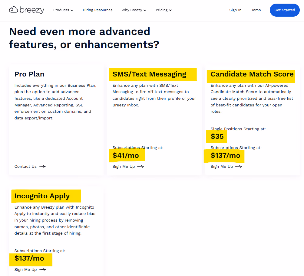 breezy recruiting software offers several additional features as add ons