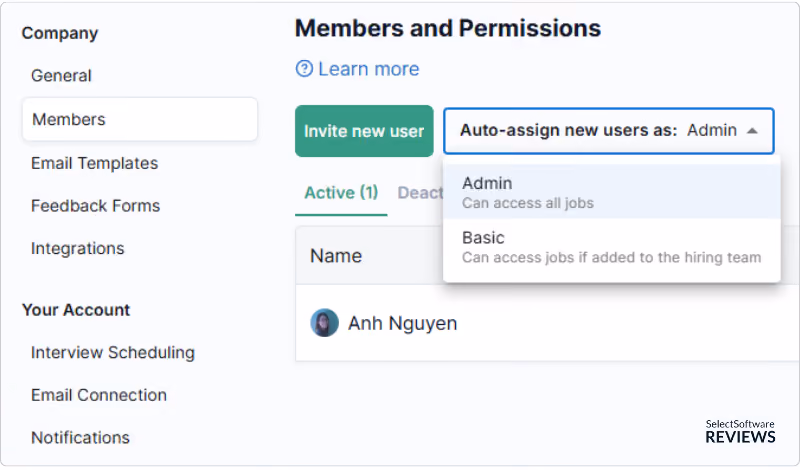 Most applicant tracking systems offer the option to add users and limit user access