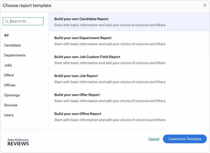 ATS offers report templates as well as the option to customize them