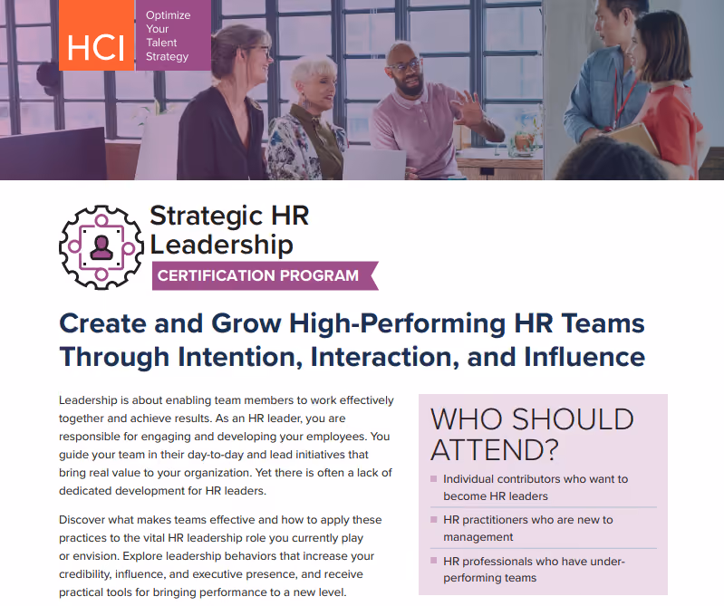 Strategic HR Leadership certification program
