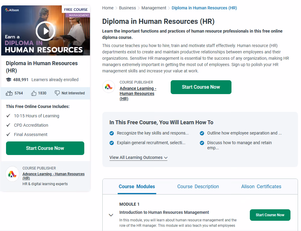 HR course Diploma in Human Resources