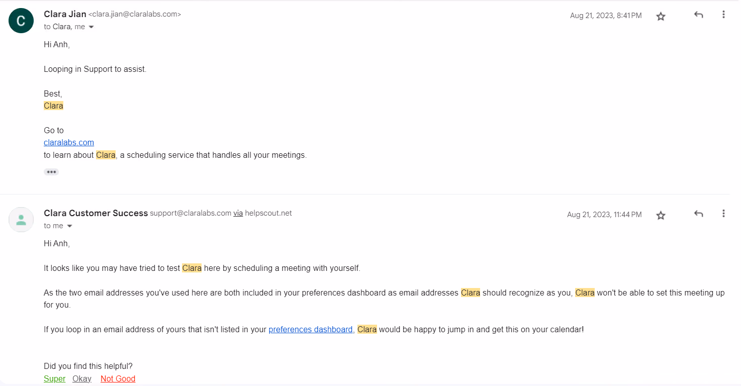 Clara loops in human when it doesn’t understand user’s request