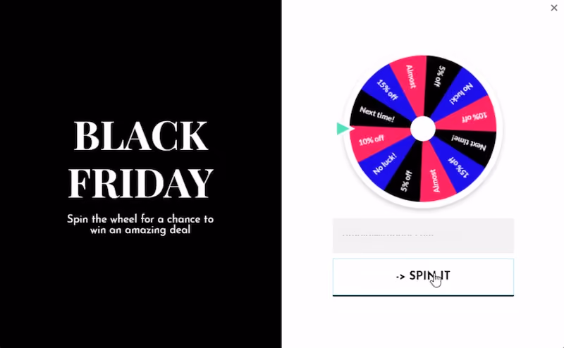 Black Friday discount spin wheel