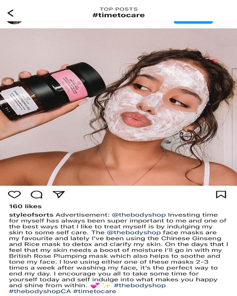 TheBodyShop #TimeToCare Instagram campaign