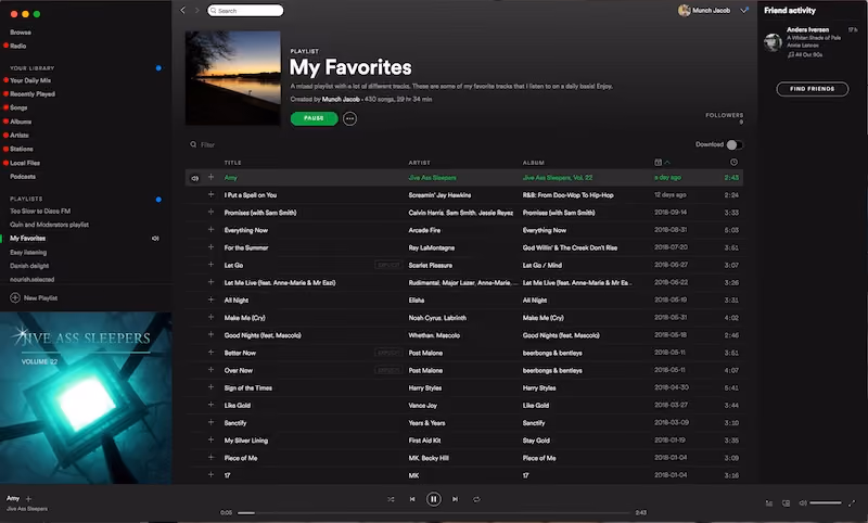 A favorite songs list