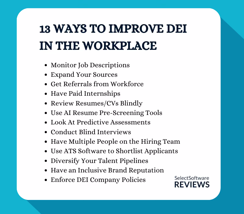 Graph illustrating 13 Ways HR Can Improve DEI in The Workplace